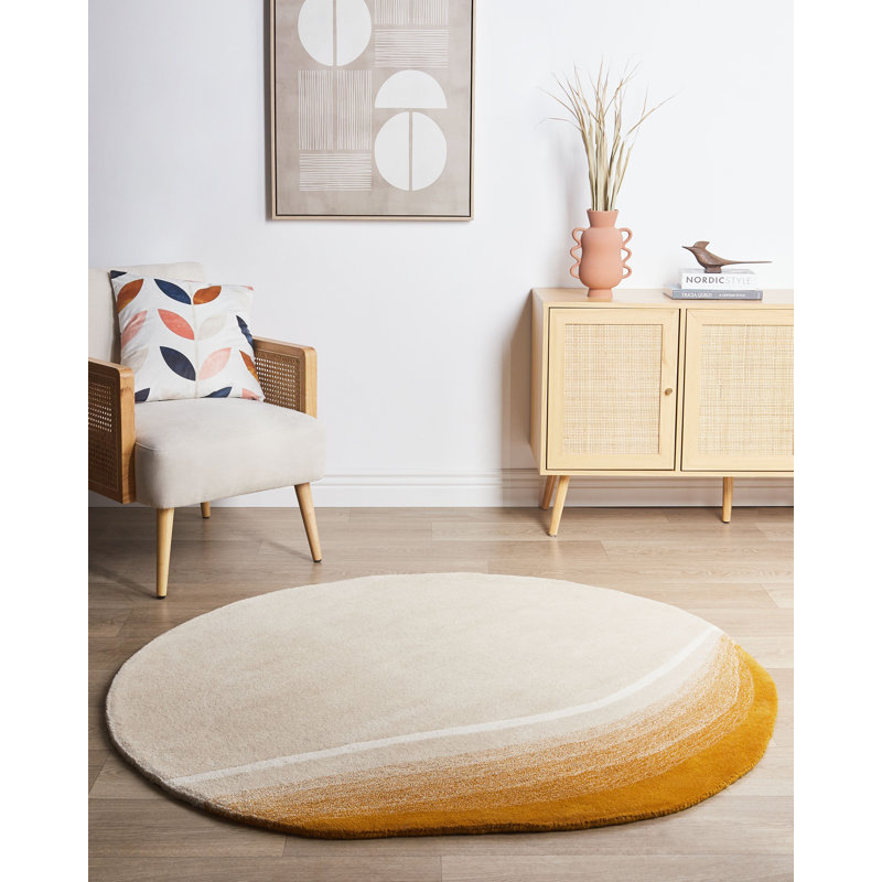 Dakuan Wool 140cm Beige Area Rug