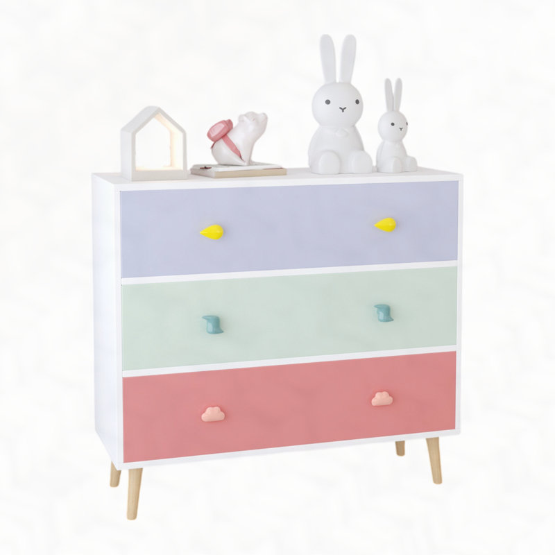 Kids 3 Drawer Dresser, Baby Nightstand for Bedroom, Storage Cabinet for Toddler Child for Living Room, Toddler Room, Nursery, Closet, Apartment 