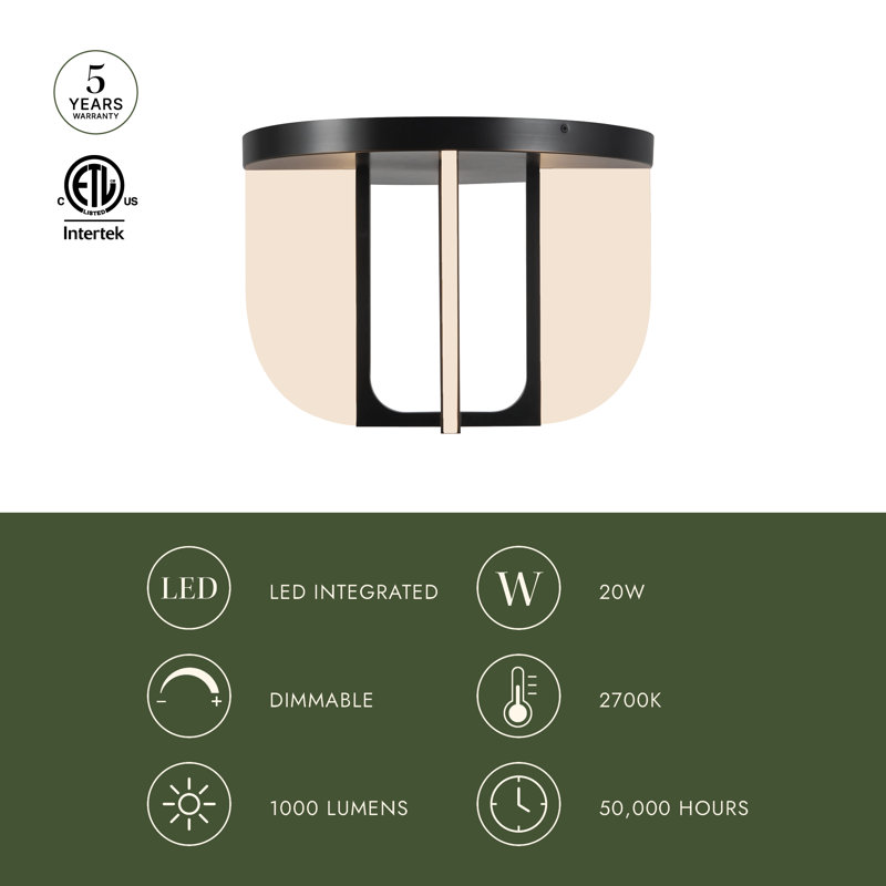 Anders 17-in Black dimmable LED Semi-Flush Mount, Oil Rubbed Bronze