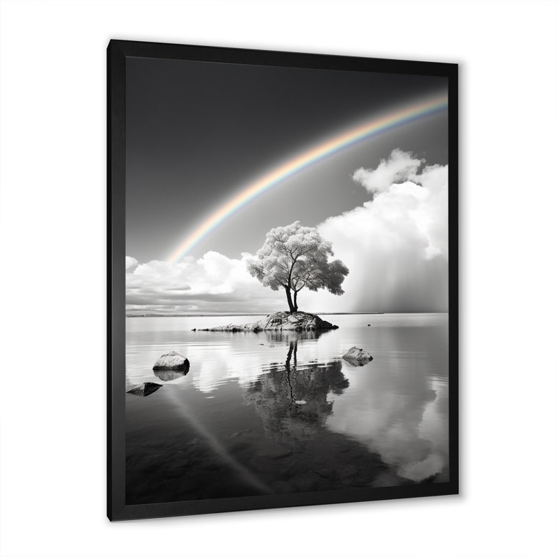 " Rainbow Grayscale Arc Over Tree I ", Black Picture Framed, 20" H x 12" W x 1" D