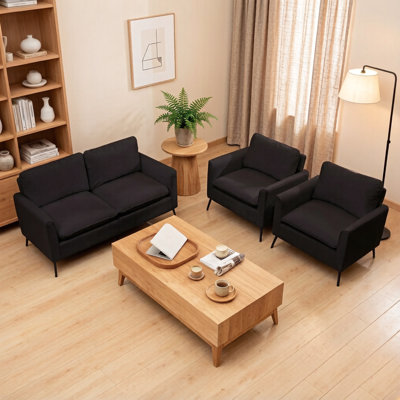 Causeuse rembourrée en cuir patte TS Cat, fauteuil de salon décontracté de luxe rétro nordique, canapé décontracté, canapé double et combinaison de deux, noir
