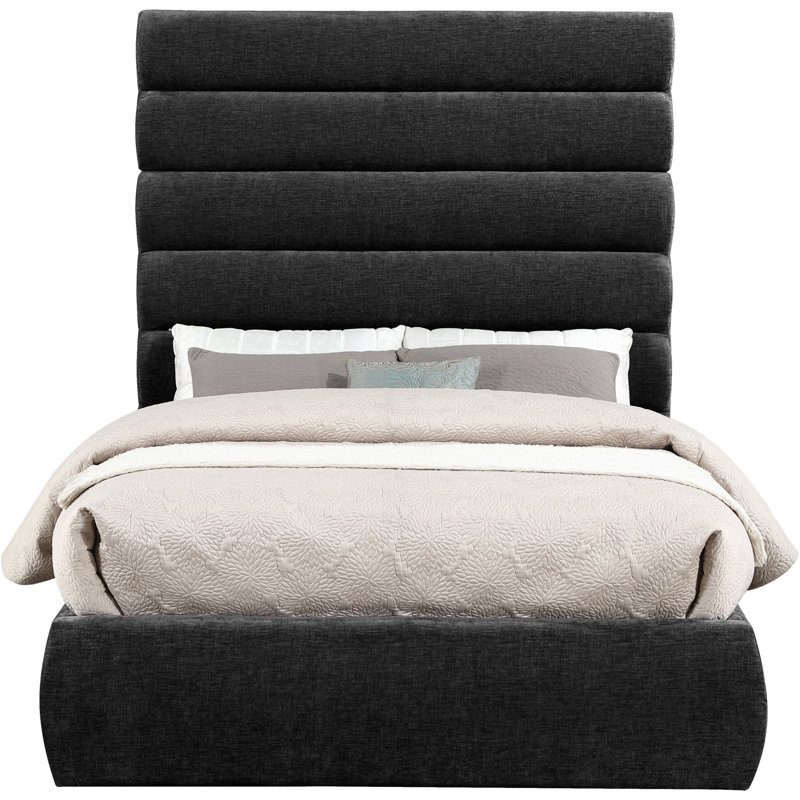Lit en tissu Adam Chenille, Double, Tissu chenille noir