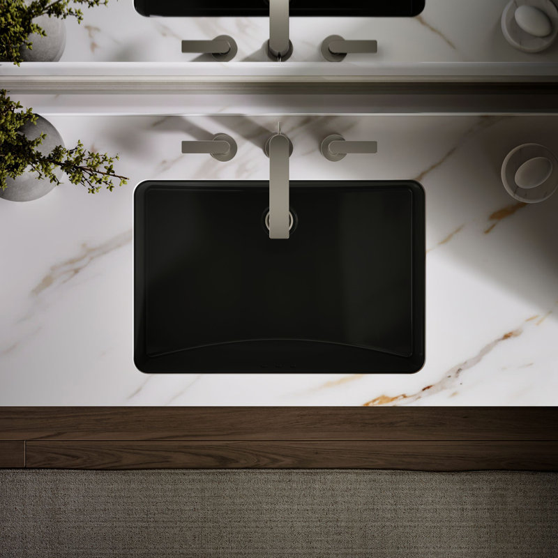 Ladena® Vitreous China Rectangular Undermount Bathroom Sink with Overflow, Honed White