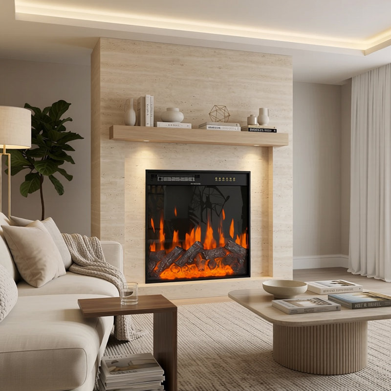 Built In Electric Fireplace With 12 Flame Colors, Remote Control