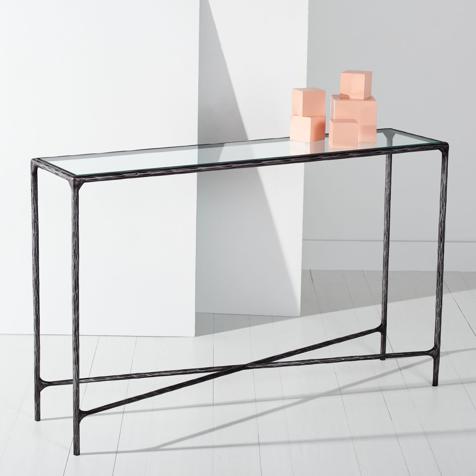 Evelynn 48'' Console Table, Clear, Black