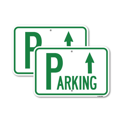 Parking with Arrow Pointing up Aluminum Sign