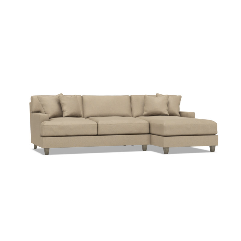 Mila 2-Piece Fabric Sectional, Tan Polyester, Right Hand Facing, 33.5" H x 101" W x 61" D