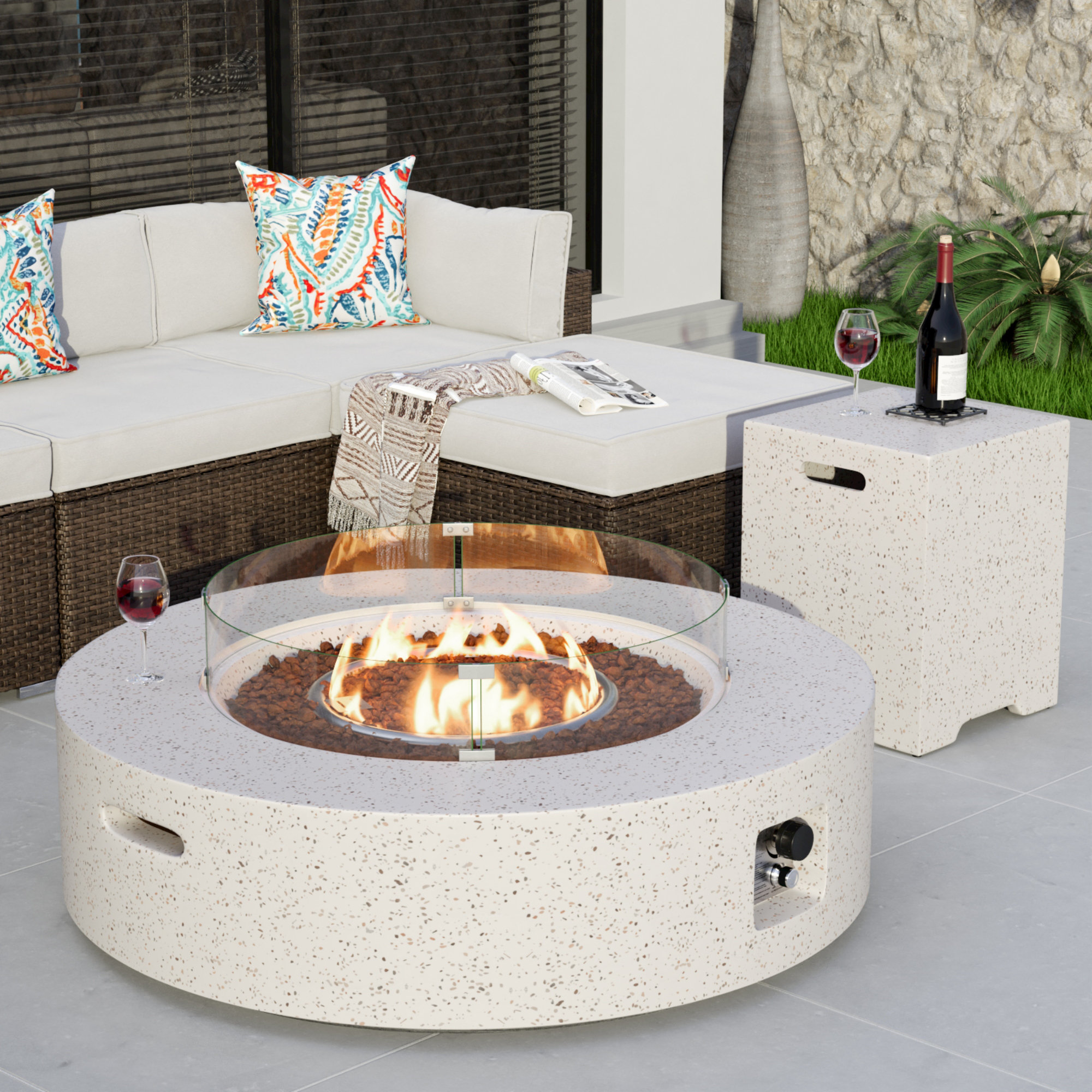Trent Austin Design® Kinzie Concrete Propane Fire Pit Table Reviews  Wayfair Canada