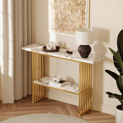 47'' Faux Marble Top Console Table