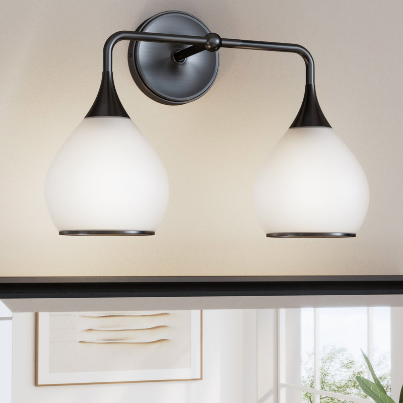 Dimmable Elegant Vanity Light Mirror Headlights, Metal Frame, Matte Black, 2 Lights