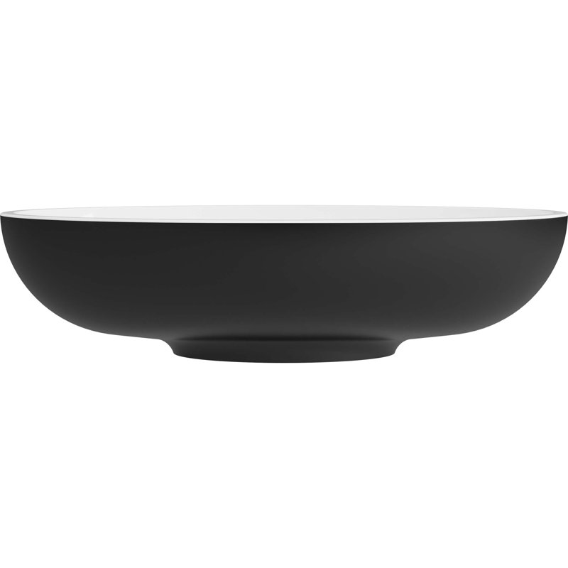 Lavabo vasque de salle de bain ovale 20 po Puccini - blanc mat et noir mat, marbre coulé, résistant aux rayons UV, aux taches et aux éclats