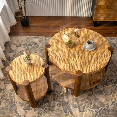 Table basse ronde en bois massif