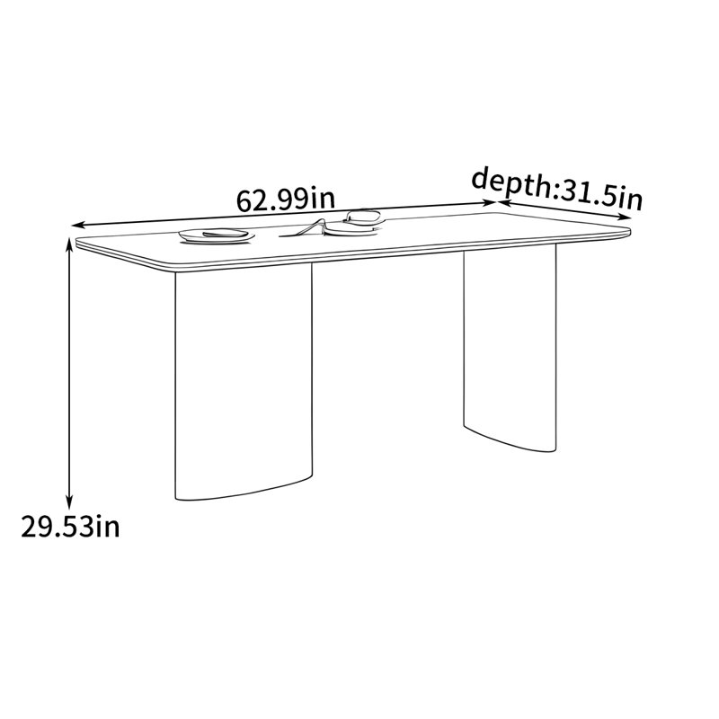 Table de salle à manger rétro, H 29,53 po x L 62,99 po x l 31,5 po