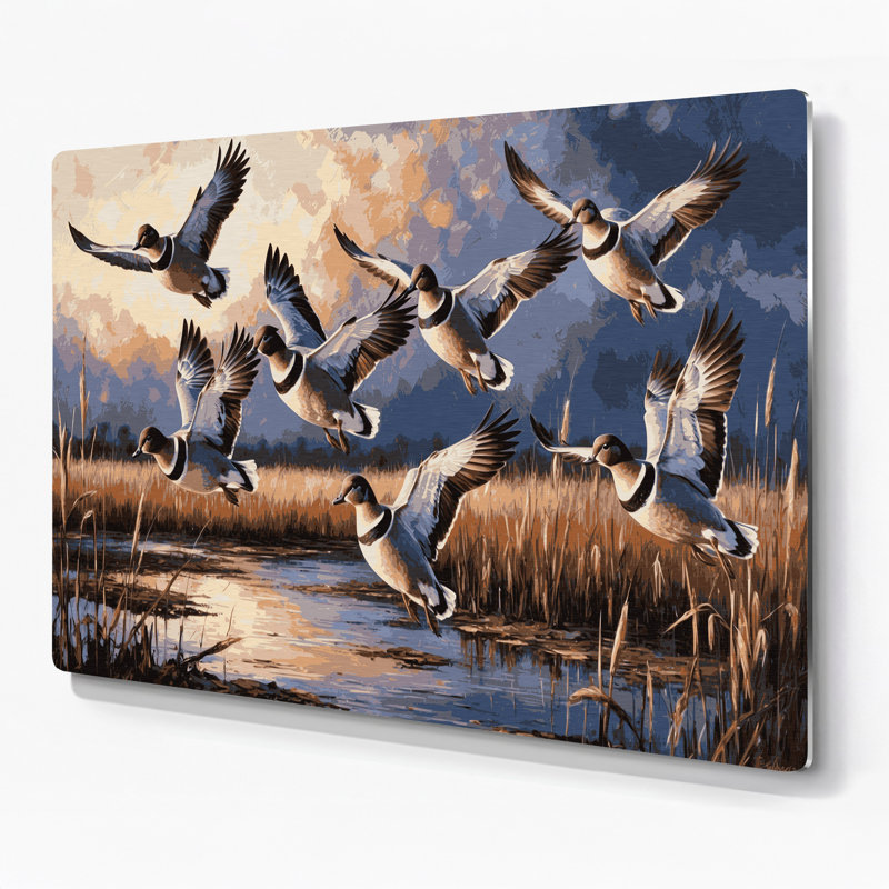 Oiseaux, art mural noir en métal Wigeon américain, H 11 po x l 14 po