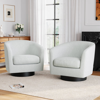 Upholstered Chenille Swivel Barrel Chair