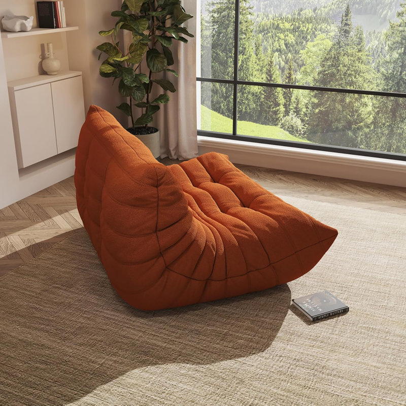 Bean Bag Chairs For Adults Giant Bean Bag Chair， 2 Seater With Memory Foam Filled Fireside Chair, Lazy Sofa Lounge Floor Sofa For Living Room, Bedroom, Office, No Assembly Required. (Orange)