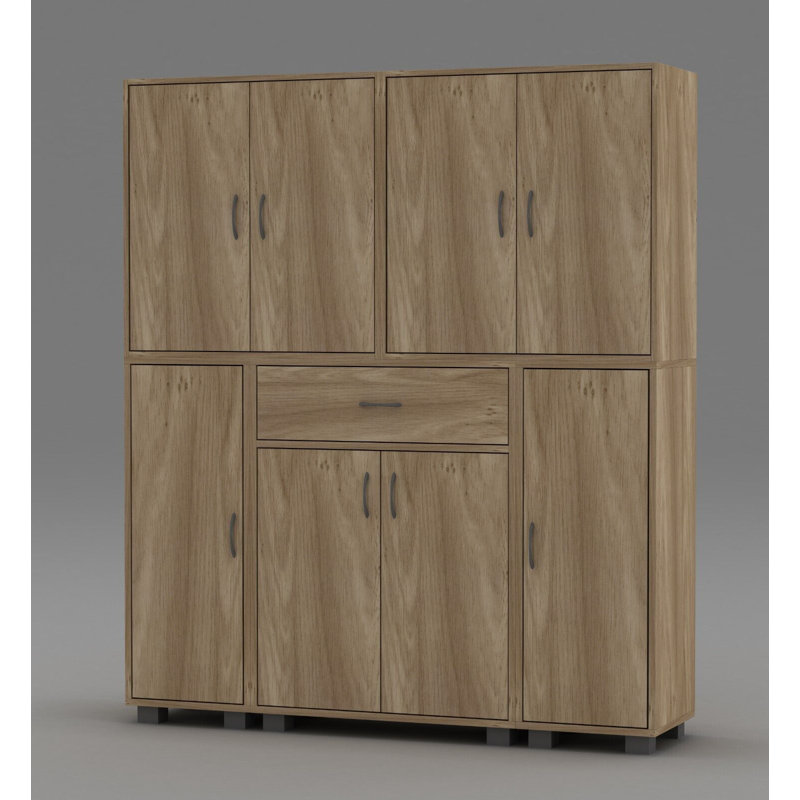 Ahsir Solid Wood 8 - Door Rectangle Accent Cabinet, Oak