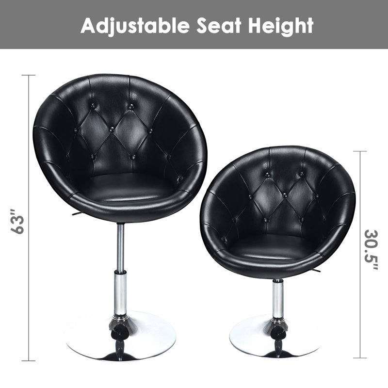 Fauteuil demi-tonneau pivotant de 25 po Chinn, Similicuir noir