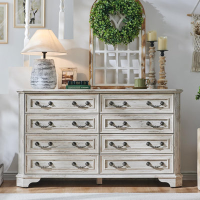 8-drawer Chest, Storage Dresser With Metal Handles, Wide Bedroom Organizer by August Grove