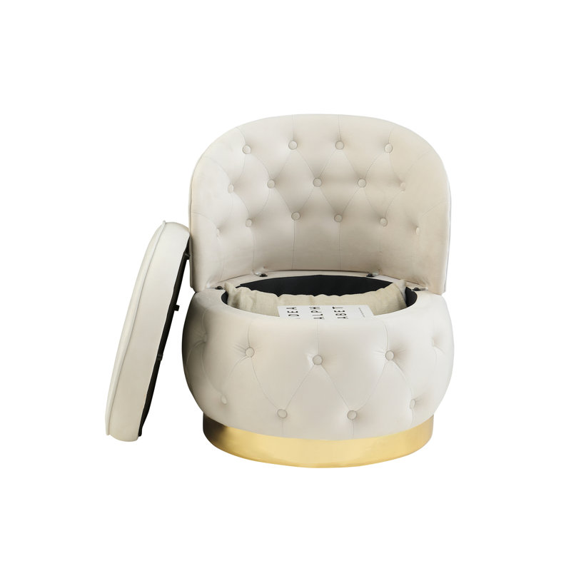 Chaise pivotante en velours beige avec rangement à 360 degrés - idéale pour la sophistication du bureau avec esthétique