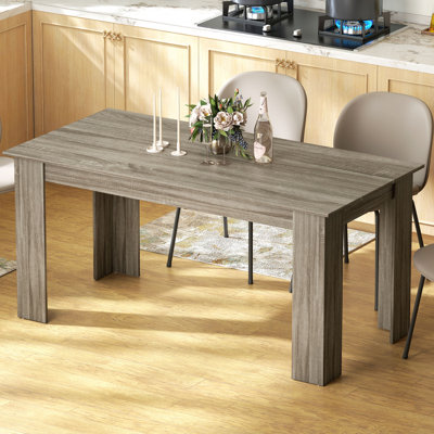 Table de salle à manger moderne 63 "pour 4-6 personnes avec effet de bois, gris