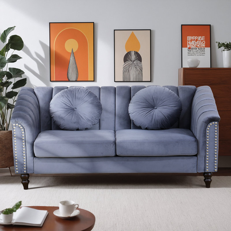 Mikole Upholstered Sofa, 31" H x 60" W x 31" D, Violet Chenille