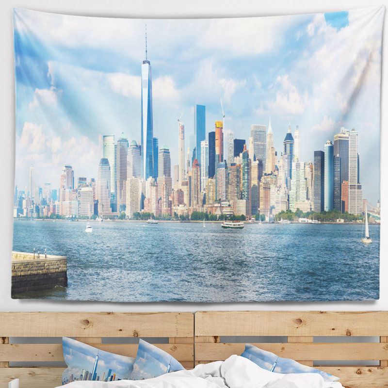 Tapisserie paysage urbain de Manhattan, H 68 po x l 80 po