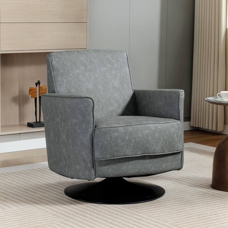 Faux Leather Swivel Armchair