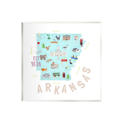 Au-619-Giclee " Arkansas Landmark Doodles Map " by Carla Daly