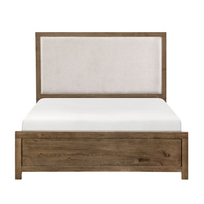 Lit pour grand lit moderne avec garniture de chargement et tête de lit à finition brune, meubles de chambre à coucher transitionnels 1pc