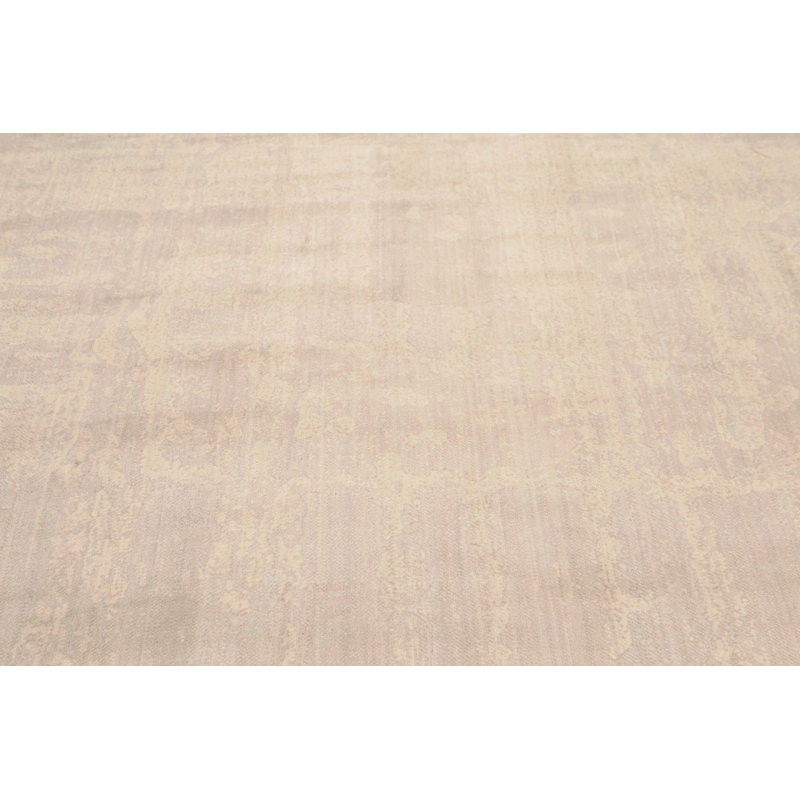 Tapis beige en laine noué à la main de conception unique 6 pi x 9 pi Nasyah