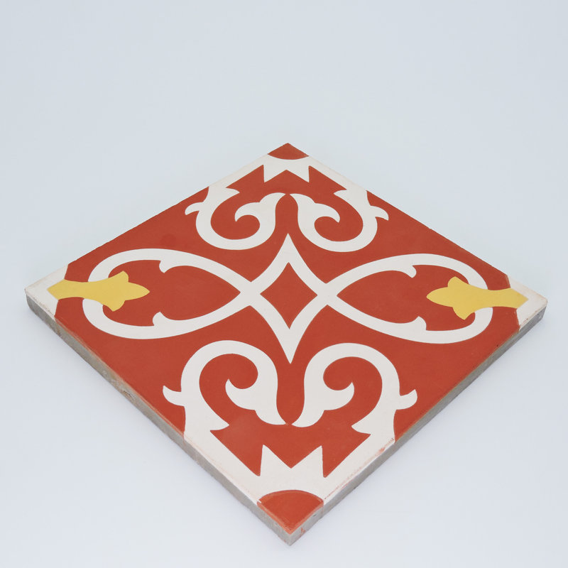 Agadir 8" x 8" Cement Patterned Wall & Floor Tile, Red/White