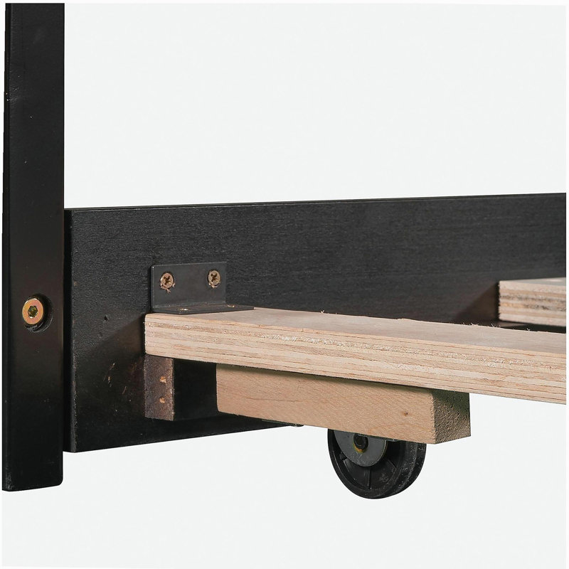 Lit plateforme en L avec tiroirs et table intégrée, Espresso