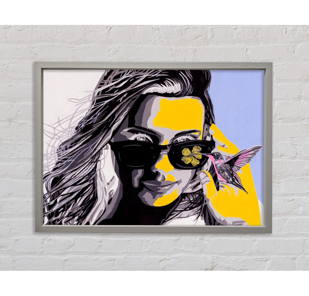 Frau Sonnenbrille Popart - Einzelner Bilderrahmen Kunstdrucke auf Leinwand