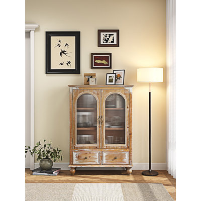 Armoire de rangement en bois avec portes en verre