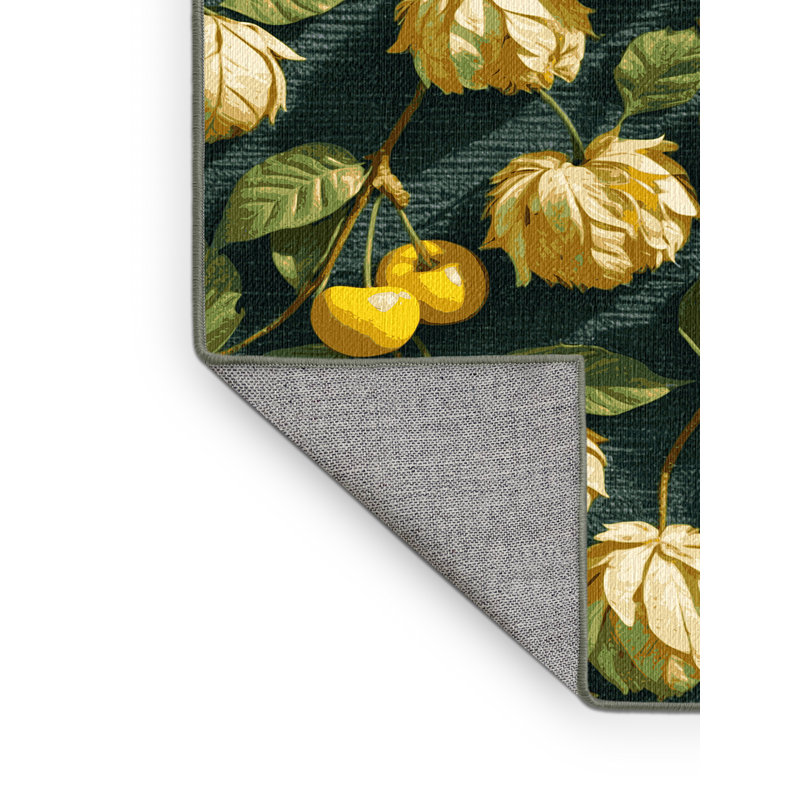  Tapis lavable à motif de cerises moulues, Rectangle 7 pi x 9 pi
