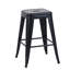Tabourets de bar en métal noir mat sans dossier de 2, hauteur de comptoir de 24 pouces, assemblage d'outils, idéal pour la cuisine et la salle à manger 2 po, facile à nettoyer et stable-1204316066-1204316067