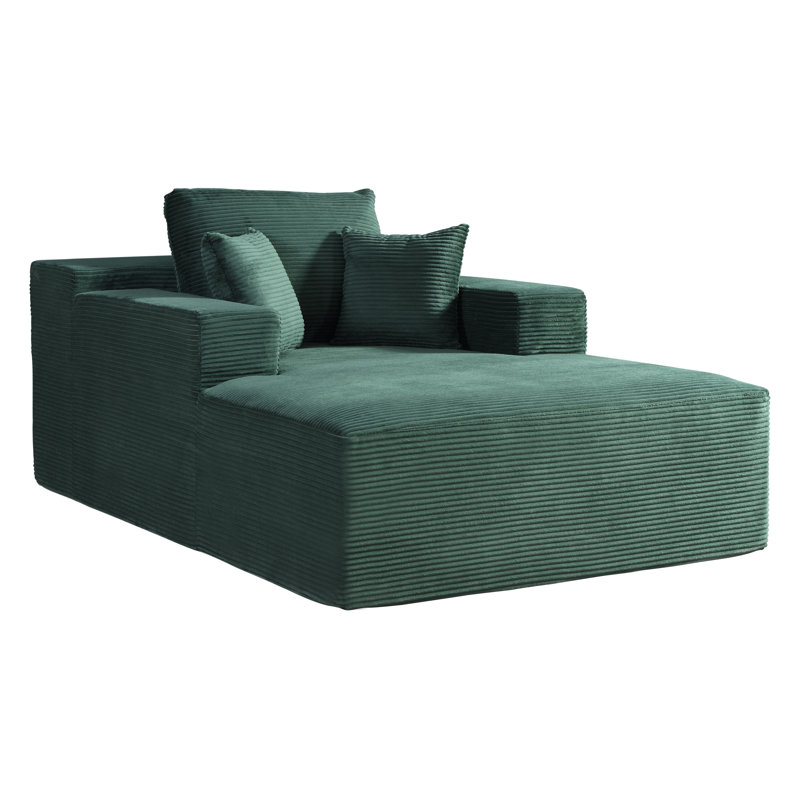Méridienne convertible en velours côtelé 66,14 po, Vert