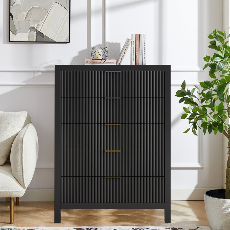 5 Drawer 31.4'' W Dresser, Black