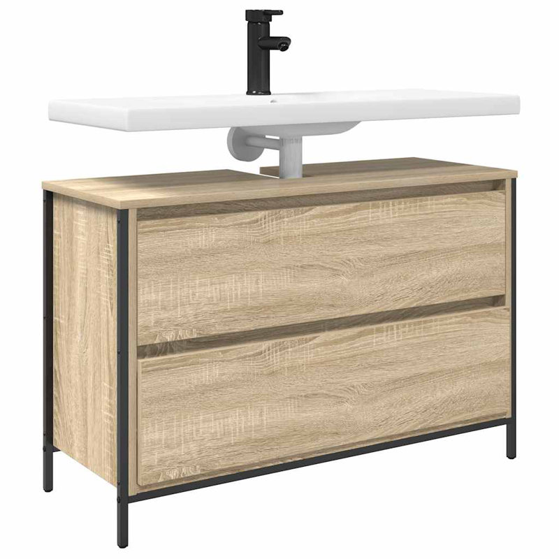 Bathroom Basin Cabinet With Drawers Sonoma Oak 60X34.5X60 Cm, Sonoma Oak , 90"