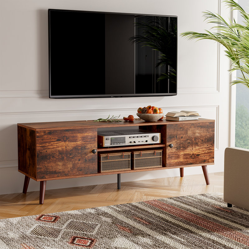 Meuble télé 65 po avec tablettes réglables Josebe, Brun