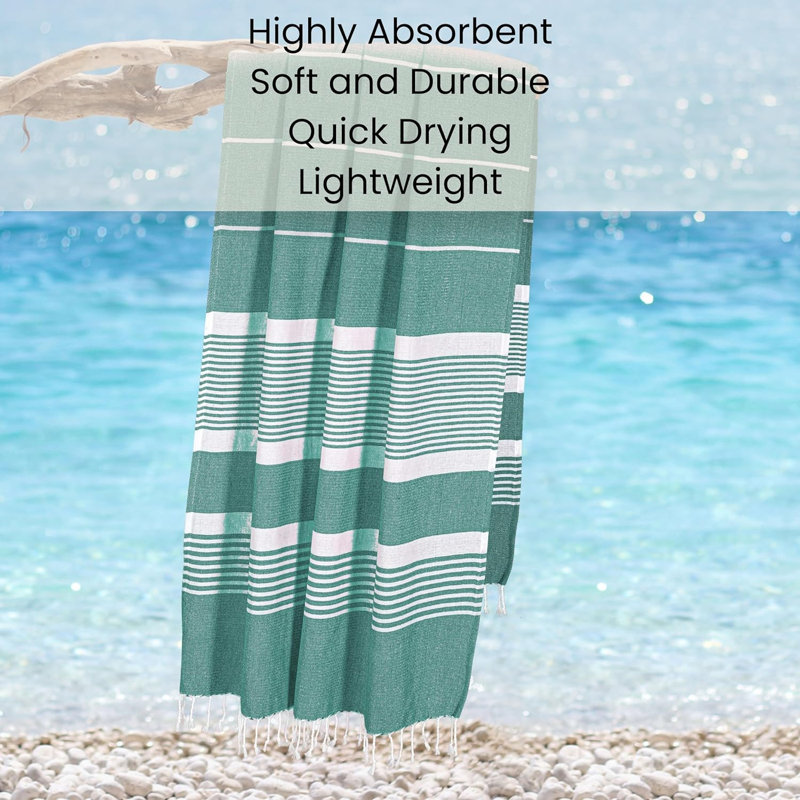 Meini 4 - Piece Cotton Beach Towel Same-Size Set Guest Room Case Pack, Green