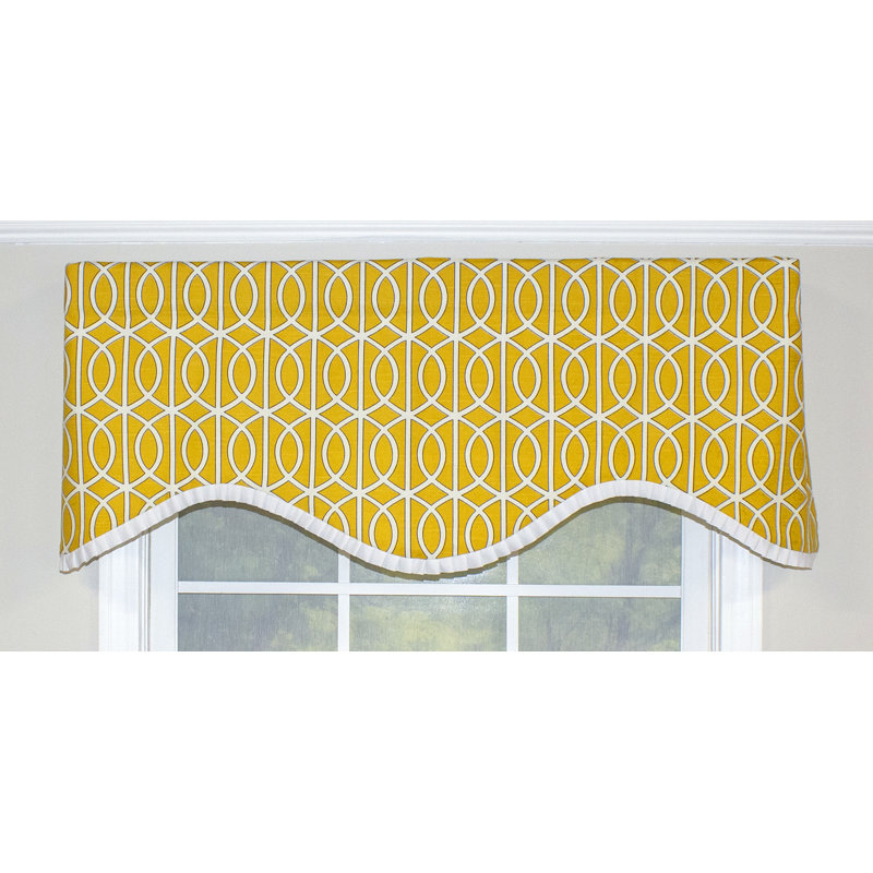 Cantonnière festonnée en coton géométrique 50 po, Citron