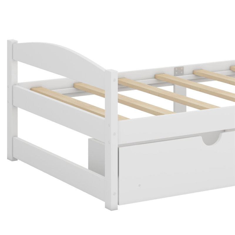 Platform Bed With Two Drawers, White