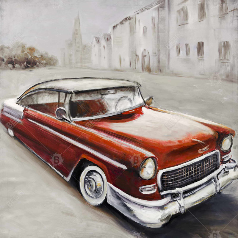 Vintage Classic Car - Car City, toile encadrée décor à la maison