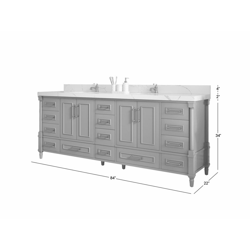 Aberdeen Black Double Sink Vanity with Empira Quartz Top