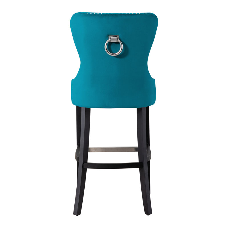 Tabouret de bar et de comptoir Kirsten, Tabouret de bar (siège d'une hauteur de 29 po), Bleu sarcelle / cadre noir