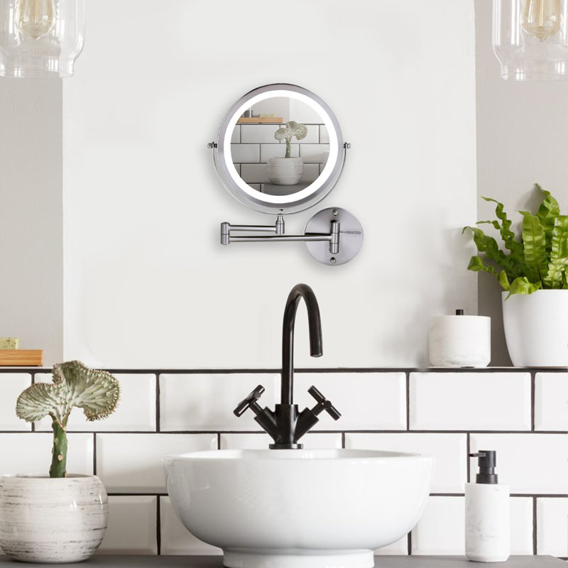 Polished Chrome 7" Wall Mounted LED Magnifying Mirror