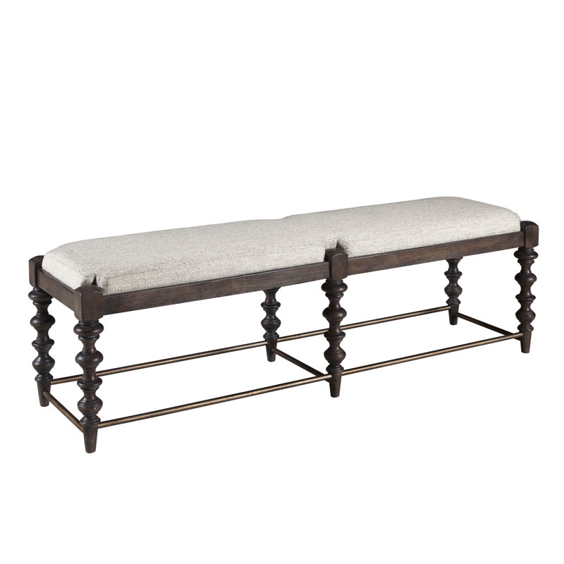 Chimney Smoke Upholstered Bed Bench with Rubberwood Legs