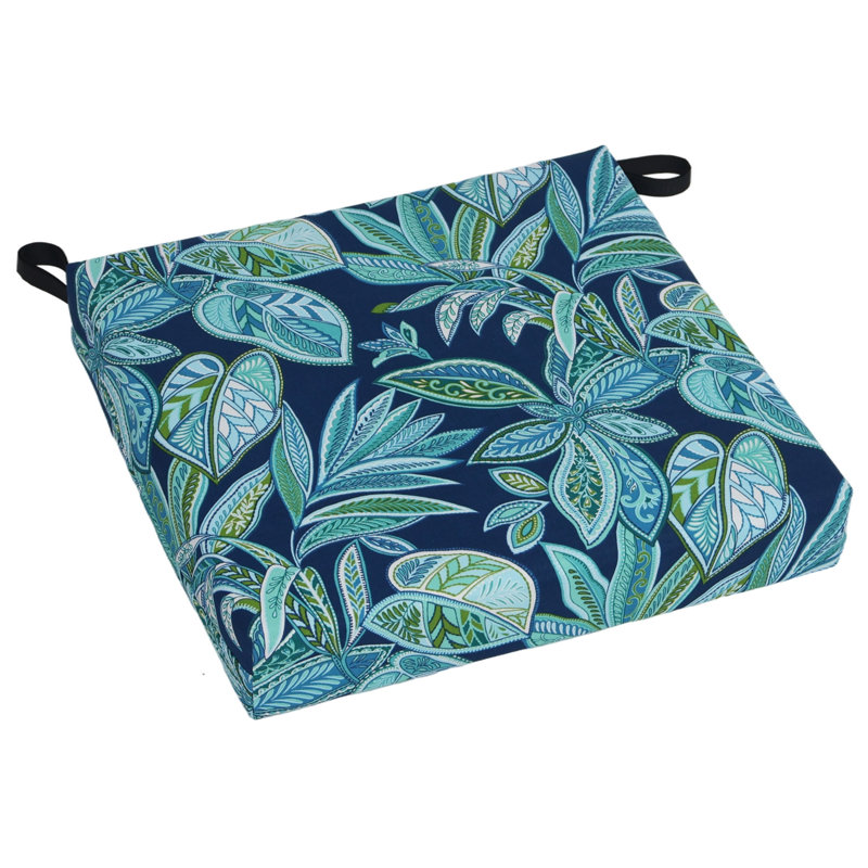 Square Outdoor Chair Cushions (Set Of 4), Blue/Crestwood Marine Floral, 20" W x 19" D